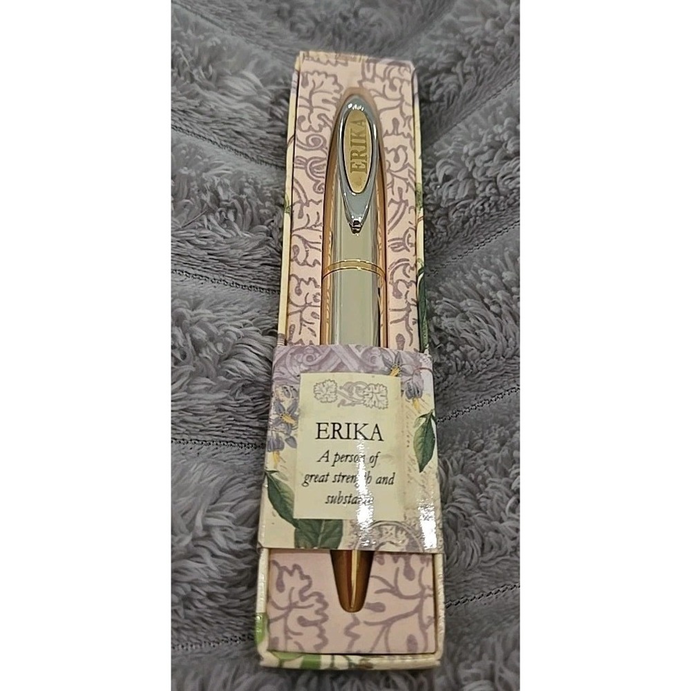 Erika‎ Personalized Gold Silver Tone Ballpoint Pen with Floral Gift Box